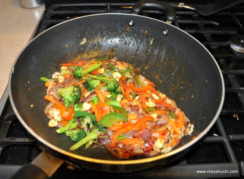 veggies frying for chow mein